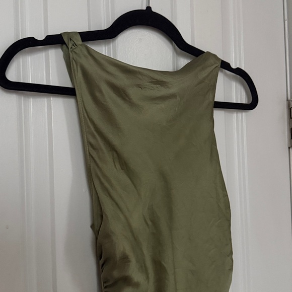 Reformation Casette Silk Maxi Dress in Artichoke Green - Picture 7 of 9